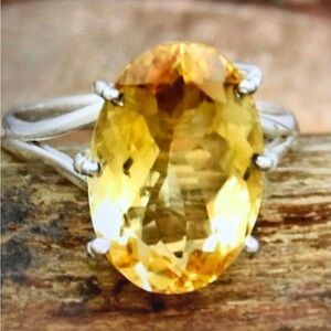 Citrine Stamped 925 Sterling Silver Ring